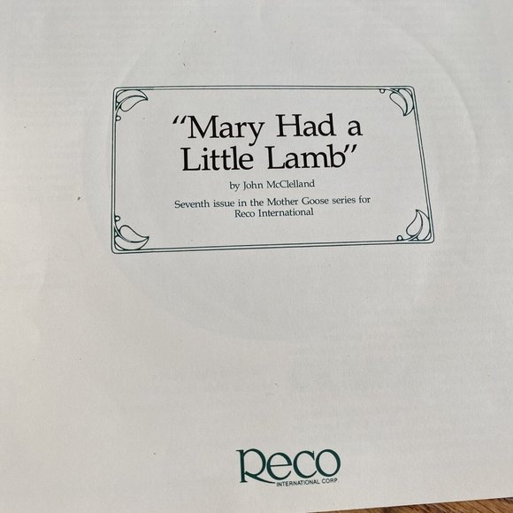 Reco Collector Plates Limited Bradford Exc. w/COA Mary Had a Little Lamb - Picture 5 of 8